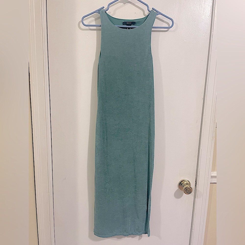 FOREVER 21 Midi Tank Dress Light Teal/Sage with sSlight Shimmer
